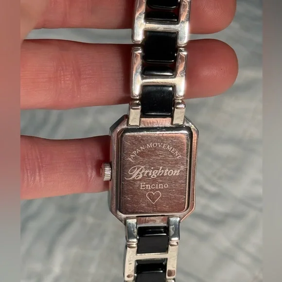 Brighton Encino Crystal Bezel Bracelet Watch Black Silver Japan Quartz - Picture 8 of 8